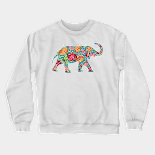 Floral Elephant Silhouette - Tropical on Yellow Crewneck Sweatshirt